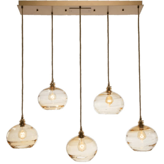 Hammerton Studio Coppa 40" Wide Artisan Crafted Optic Glass 5 Light Linear Pendant