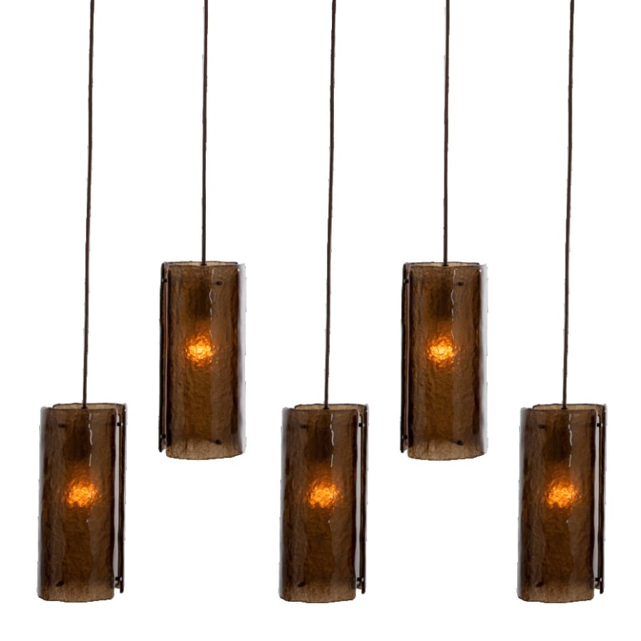 Hammerton Studio Textured Glass 35" Wide Artisan Crafted 5 Light Linear Pendant