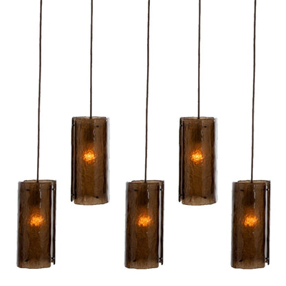 Hammerton Studio Textured Glass 35" Wide Artisan Crafted 5 Light Linear Pendant