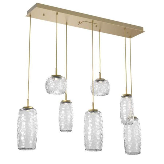 Hammerton Studio Vessel Linear 7 Pendant Chandelier with Clear Glass