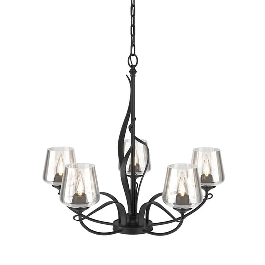 Hubbardton Forge Flora 5 Light 27" Wide Taper Candle Chandelier with Customizable Glass Shade