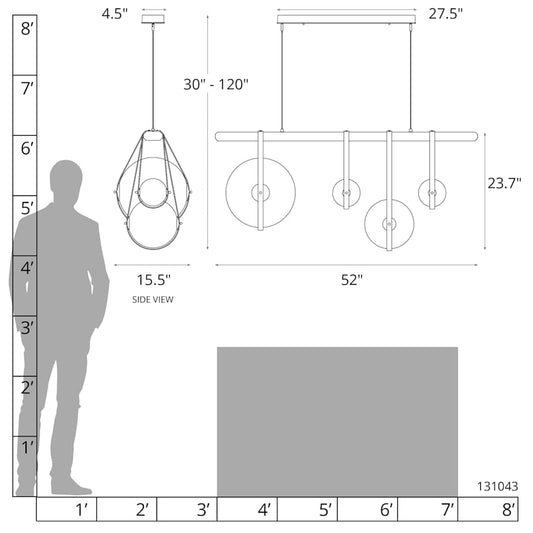 Hubbardton Forge Derby 52" Wide LED Linear Chandelier