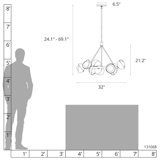 Hubbardton Forge Brooklyn 9 Light 32" Wide Pendant