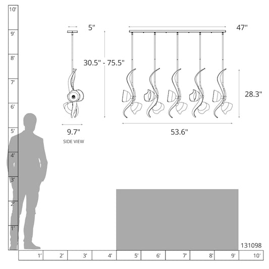 Hubbardton Forge Mika 10 Light 54" Wide Linear Pendant