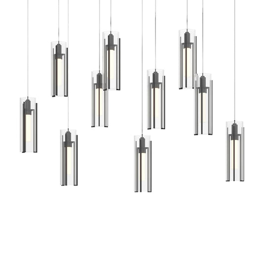 Hubbardton Forge Exos Glass 10 Light 45" Wide Suspension Linear Pendant