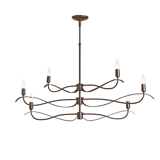 Hubbardton Forge Willow 6 Light 44" Wide Taper Candle Linear Chandelier
