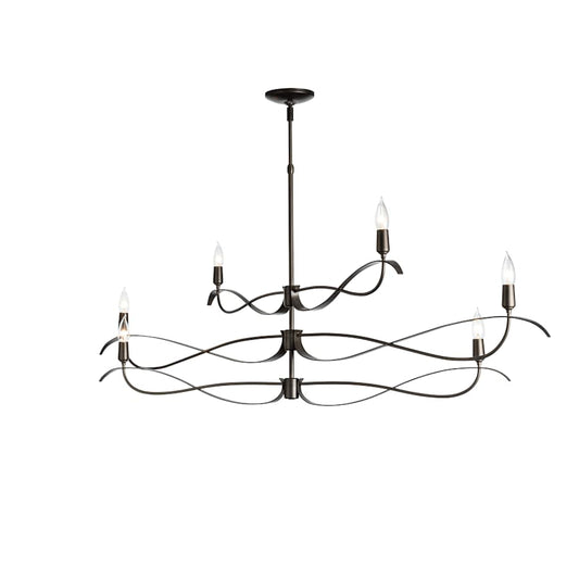 Hubbardton Forge Willow 6 Light 60" Wide Taper Candle Linear Chandelier