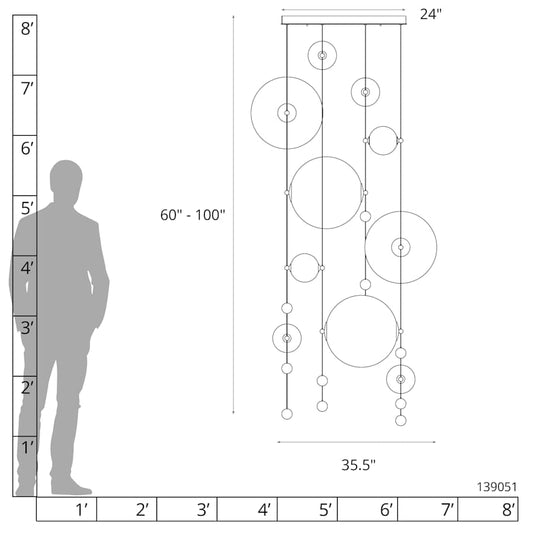 Hubbardton Forge Abacus 36" Wide LED Suspension Multi Light Pendant