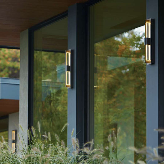 Hubbardton Forge Double Axis 2 Light 24" Tall LED Outdoor Wall Sconce with Customizable Glass Shade