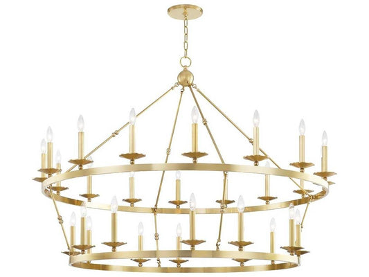 Hudson Valley Allendale 28-Light Tiered Chandelier in Aged Brass