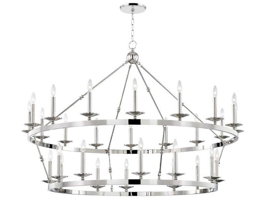 Hudson Valley Allendale 28-Light Tiered Chandelier in Polished Nickel