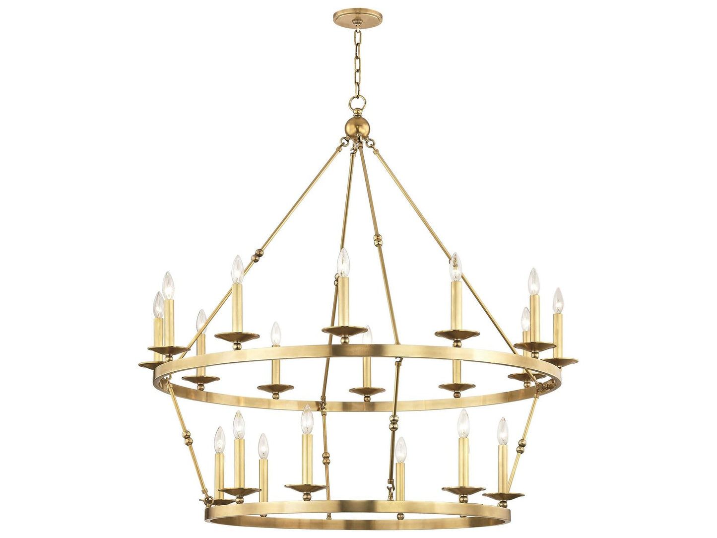 Hudson Valley Allendale 20-Light Aged Brass Candelabra Tiered Chandelier