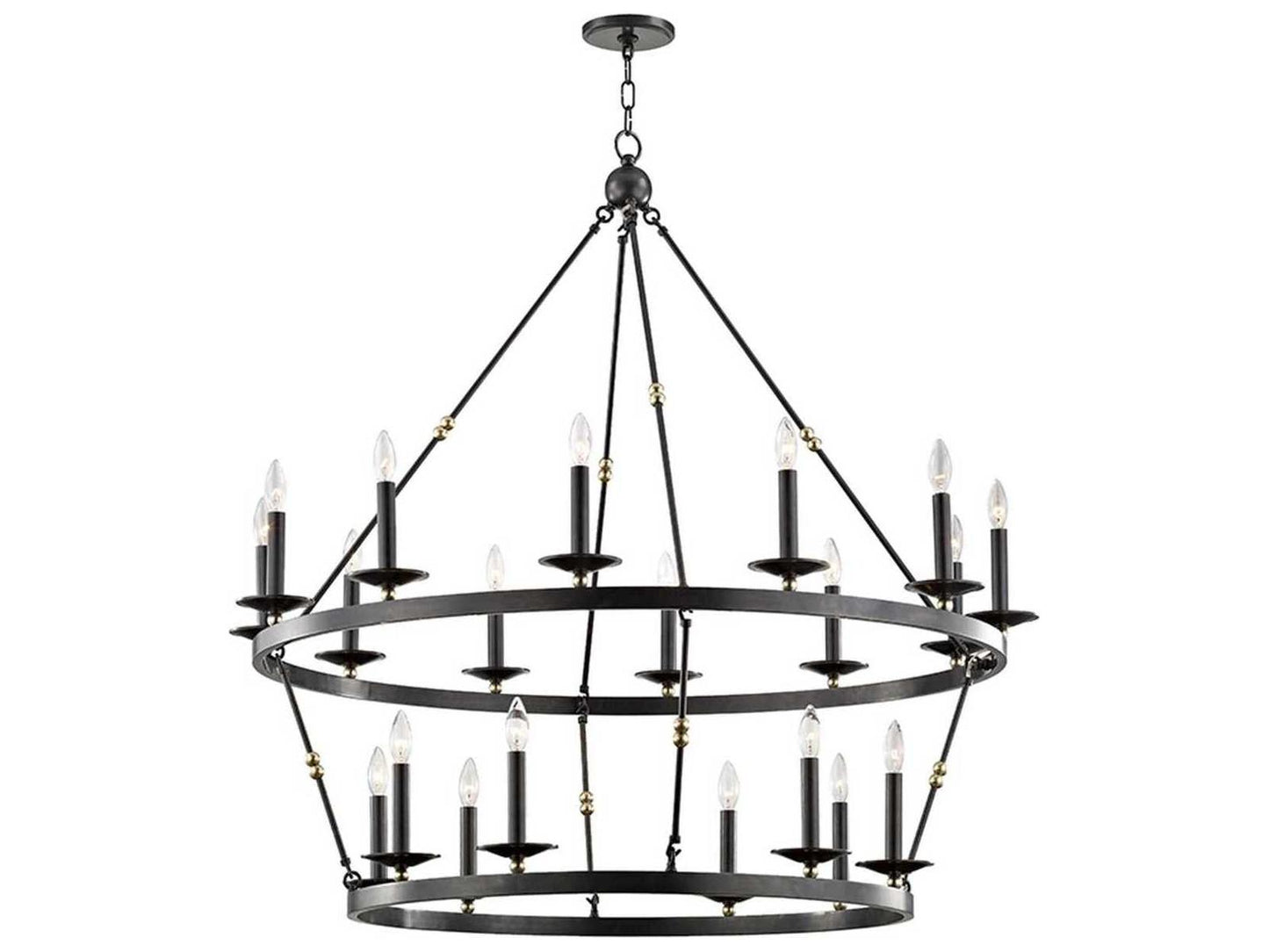 Hudson Valley Allendale 20-Light Aged Old Bronze Candelabra Round Tiered Chandelier