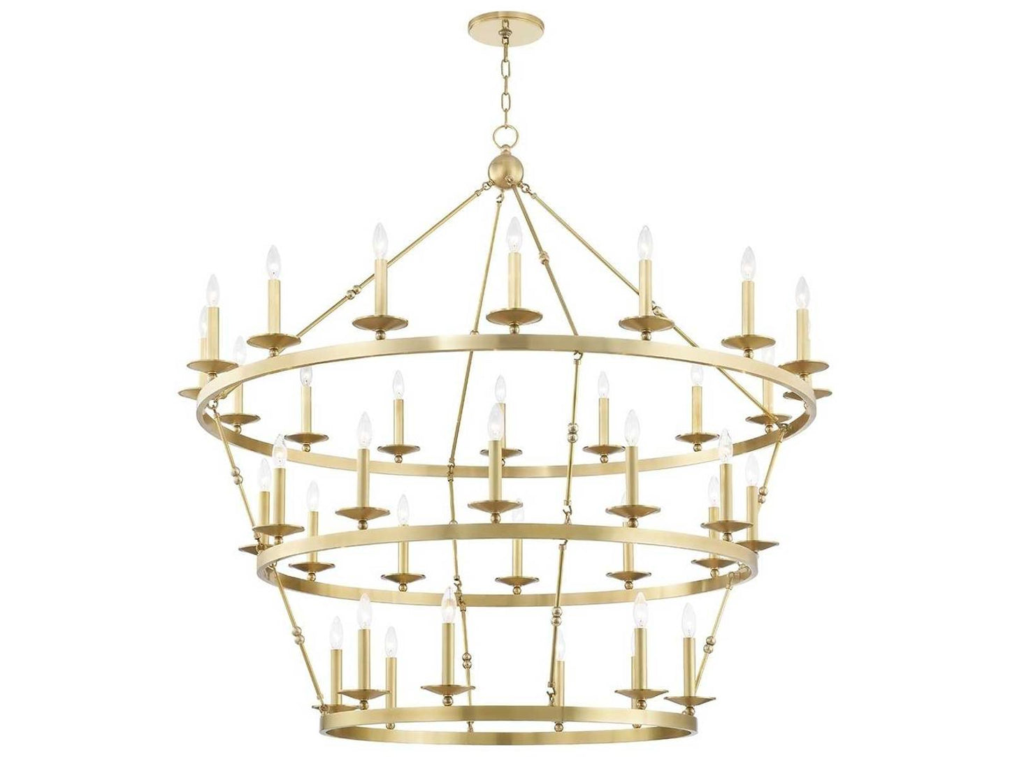 Hudson Valley 36-Light Allendale Tiered Chandelier in Aged Brass