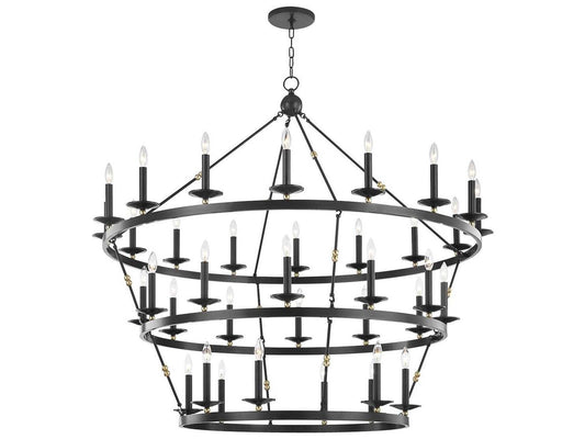 Hudson Valley 36-Light Allendale Round Tiered Chandelier in Aged Old Bronze
