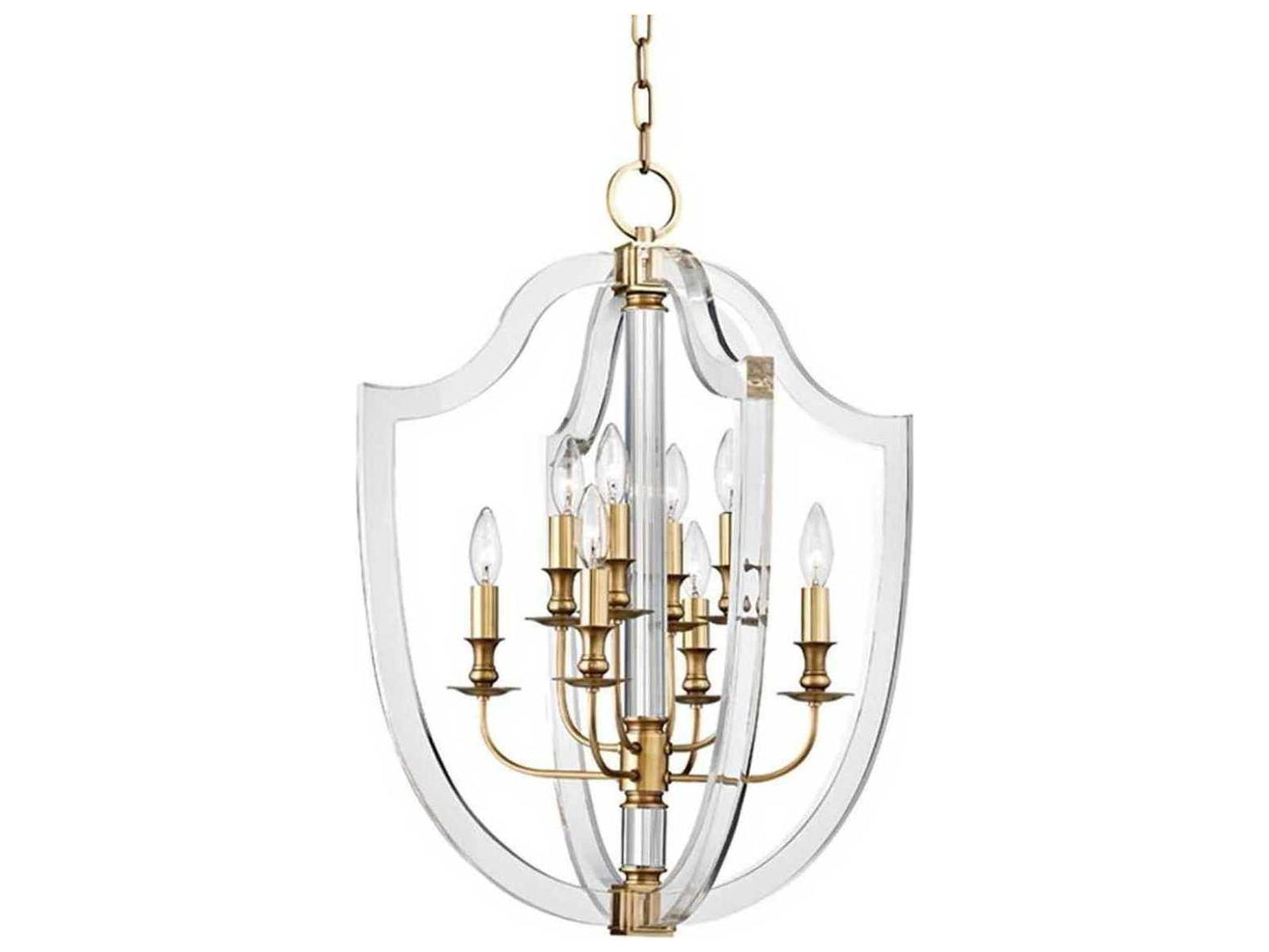 Hudson Valley Arietta 8-Light Aged Brass Candelabra Chandelier with Clear Acrylic and Crystal
