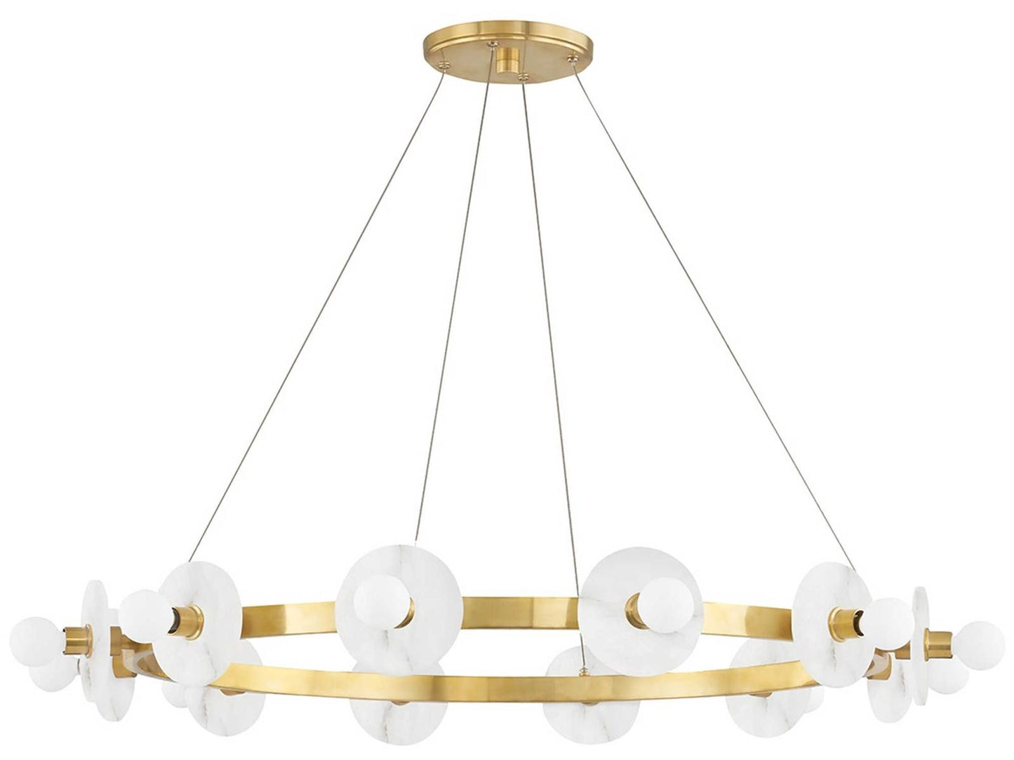 Hudson Valley Austen 12-Light Candelabra Chandelier in Aged Brass with Alabaster