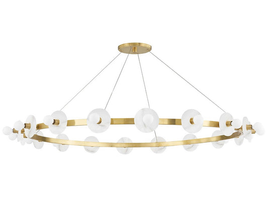 Hudson Valley Austen 18-Light Geometric Round Chandelier in Aged Brass