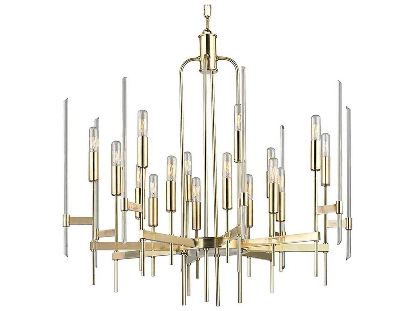 Hudson Valley Bari 16-Light Chandelier with Aged Brass and Clear Glass