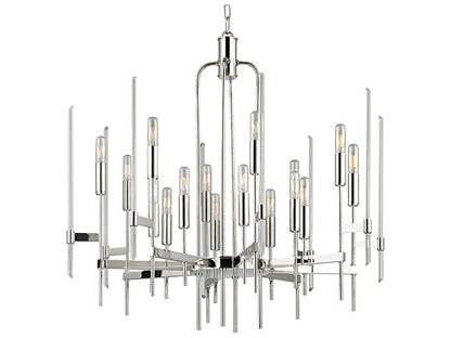 Hudson Valley 16-Light Bari Chandelier in Polished Nickel with Clear Glass