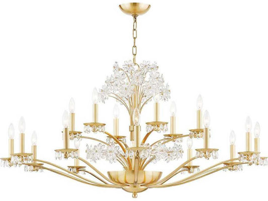 Hudson Valley Beaumont 20-Light Tiered Chandelier in Aged Brass with Crystal Accents