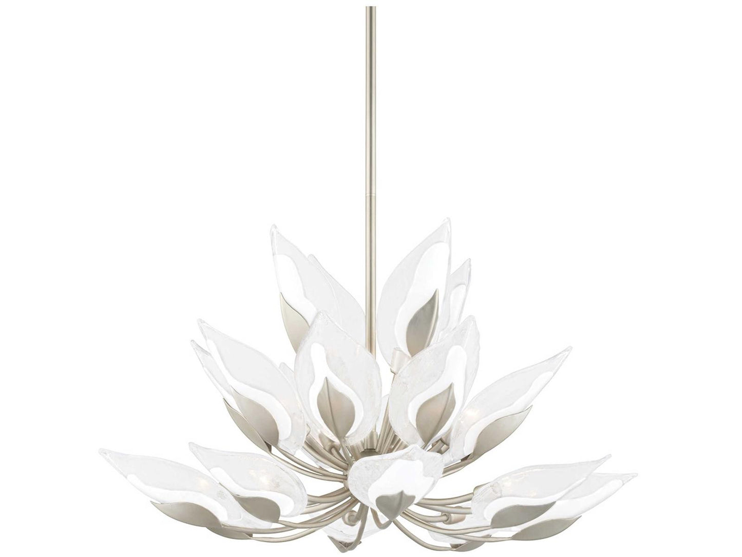 Hudson Valley Blossom 20-Light Silver Leaf Tiered Chandelier with Clear Glass