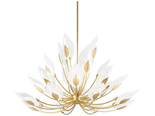 Hudson Valley Blossom 24-Light Gold Leaf Glass Candelabra Chandelier
