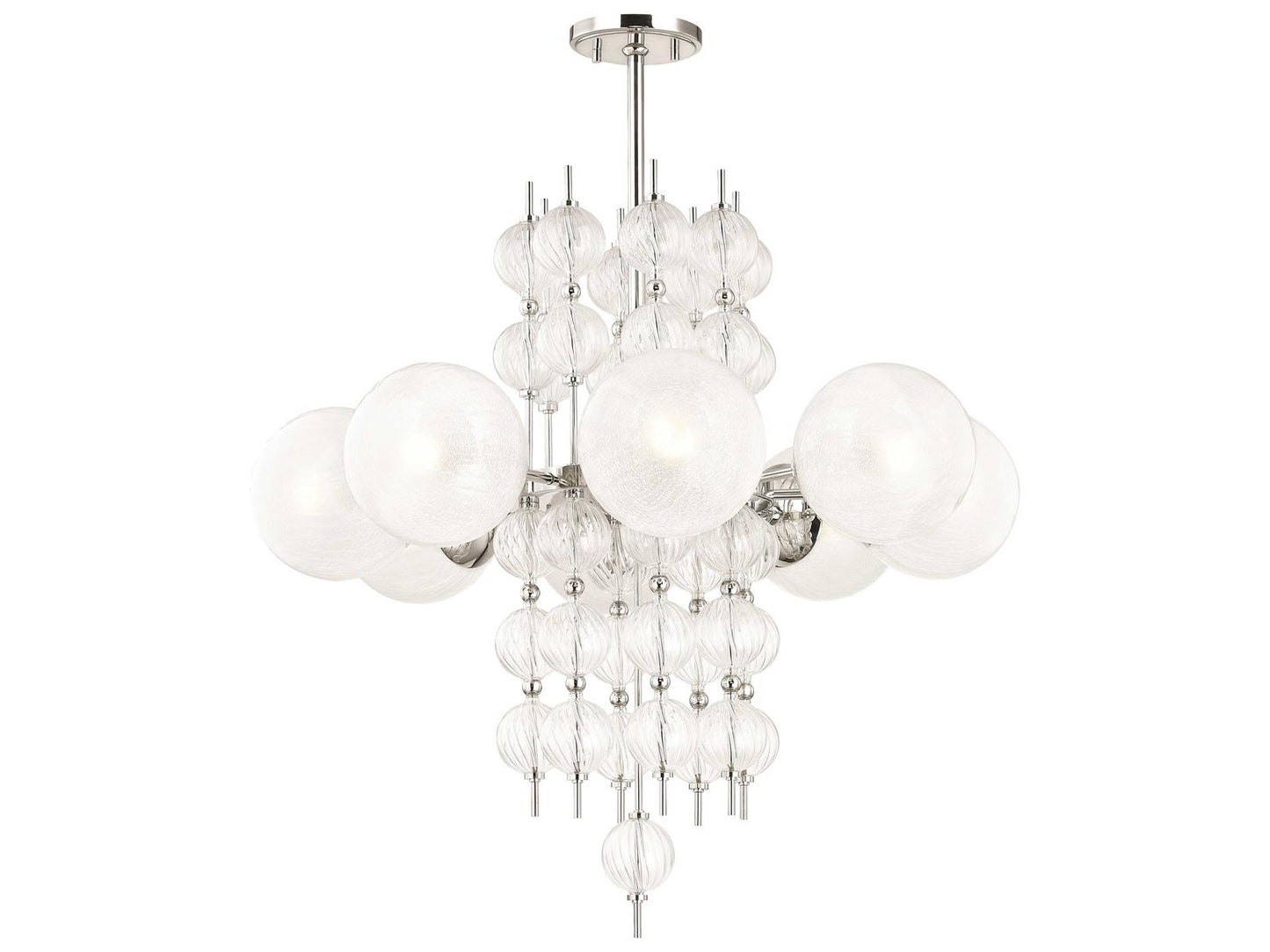 Hudson Valley 8-Light Calypso Chandelier in Polished Nickel with Crackle Clear Glass