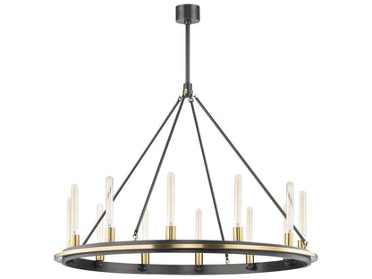 Hudson Valley 12-Light Chambers Round Chandelier in Aged Old Bronze