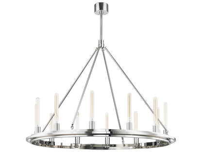 Hudson Valley 12-Light Chambers Polished Nickel Round Chandelier