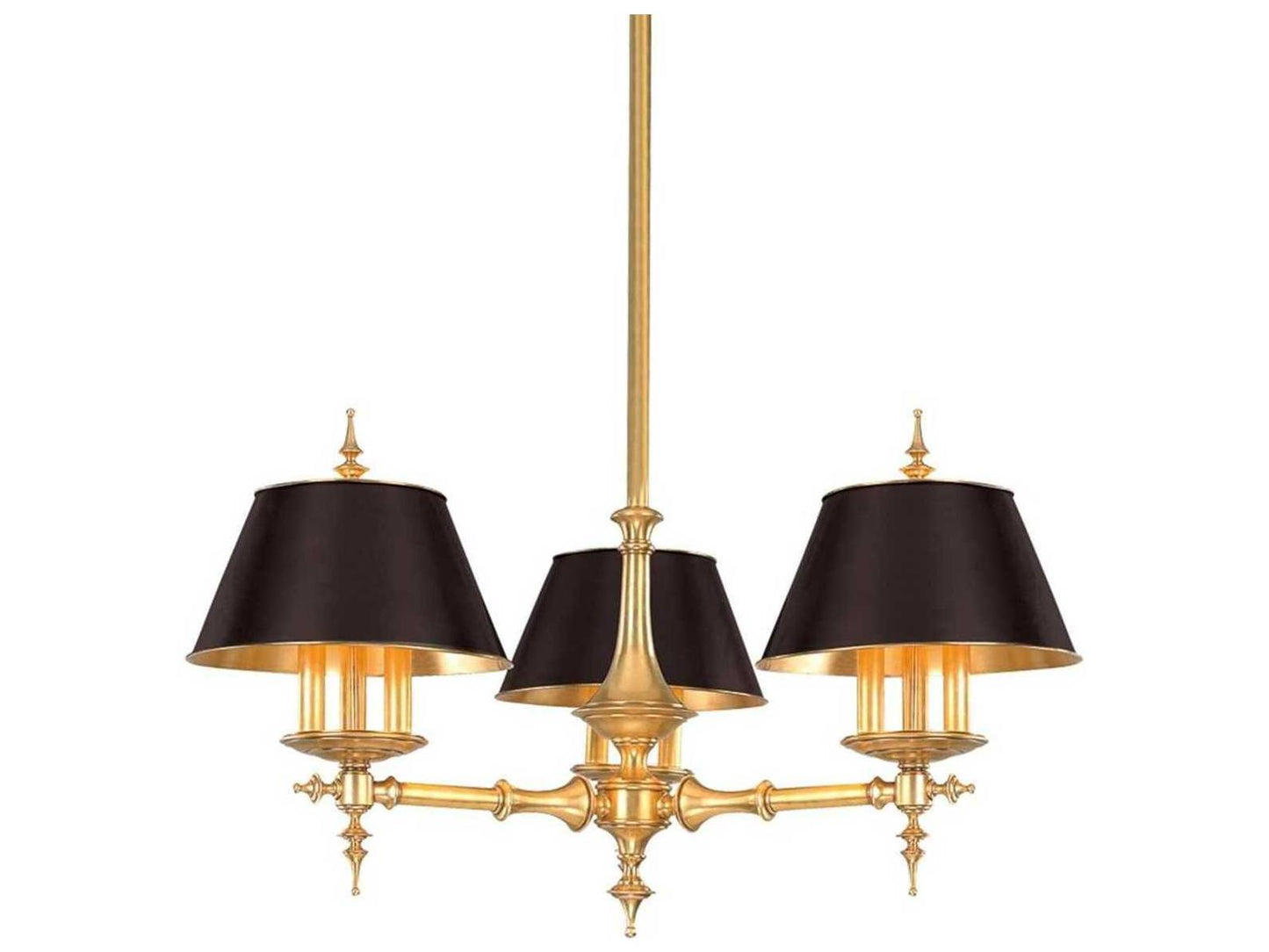 Hudson Valley Cheshire 9-Light Candelabra Chandelier in Aged Brass with Black Shades