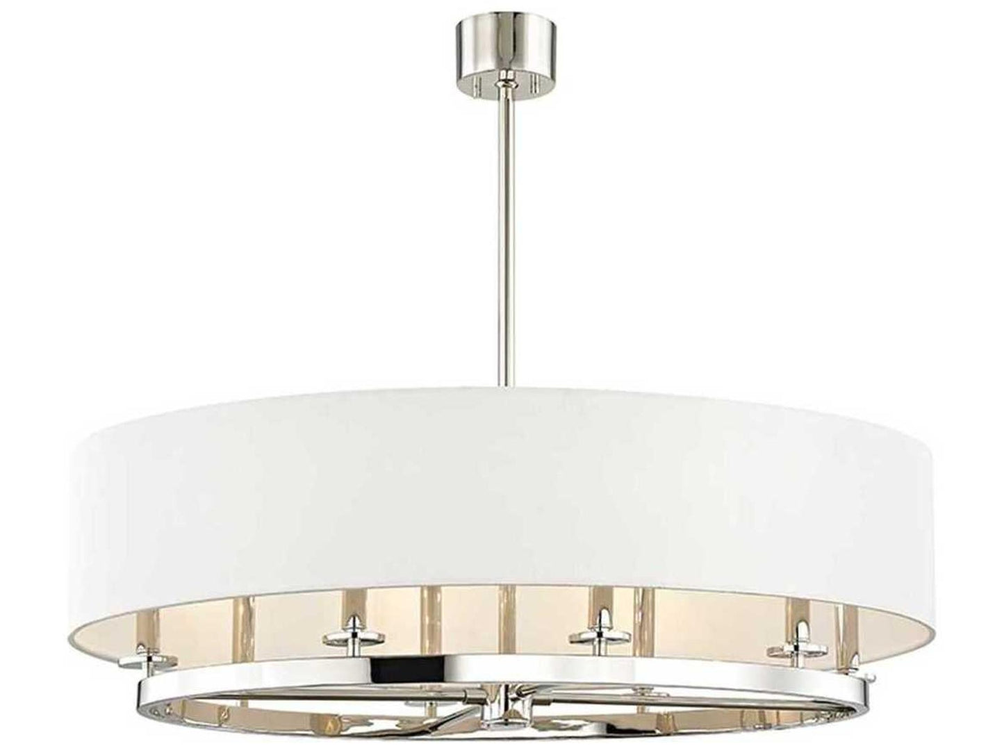 Hudson Valley Durham 8-Light Polished Nickel Off White Oval Drum Chandelier