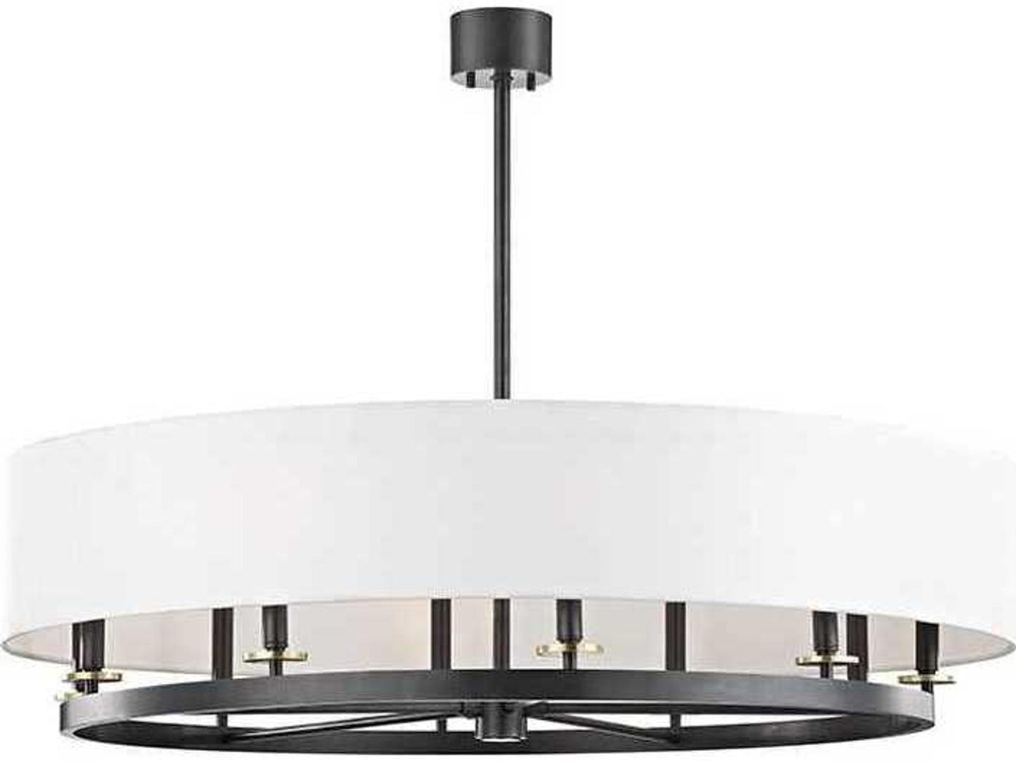 Hudson Valley Durham 10-Light Aged Old Bronze Round Chandelier with Off White Shade