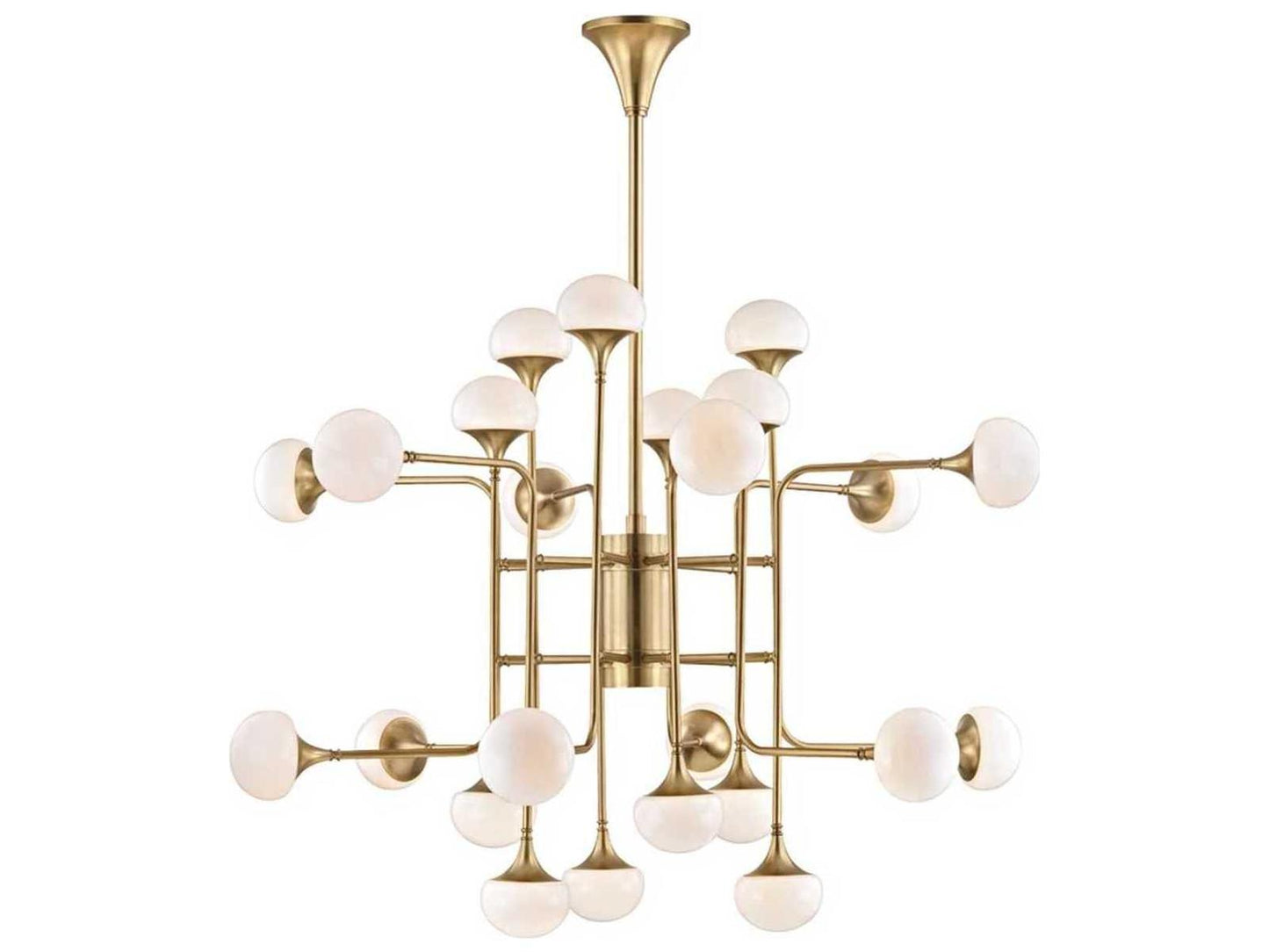 Hudson Valley Fleming 24-Light Chandelier in Aged Brass with Opal Glossy Glass