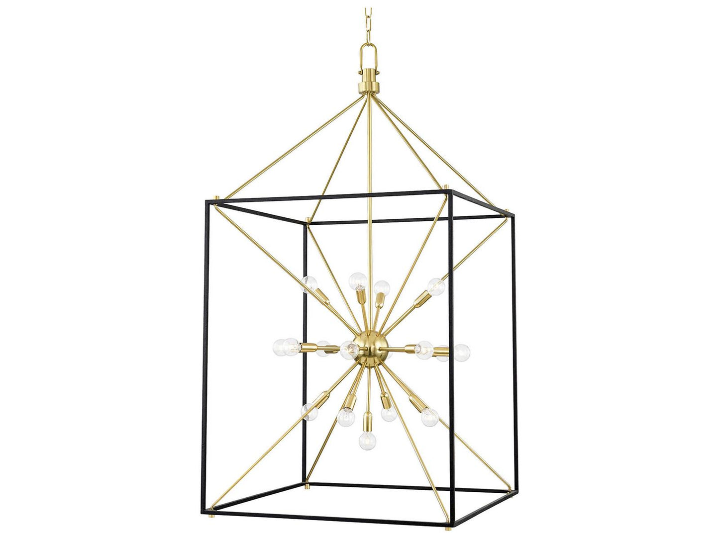 Hudson Valley Glendale 25-Light Sputnik Chandelier in Aged Brass and Black