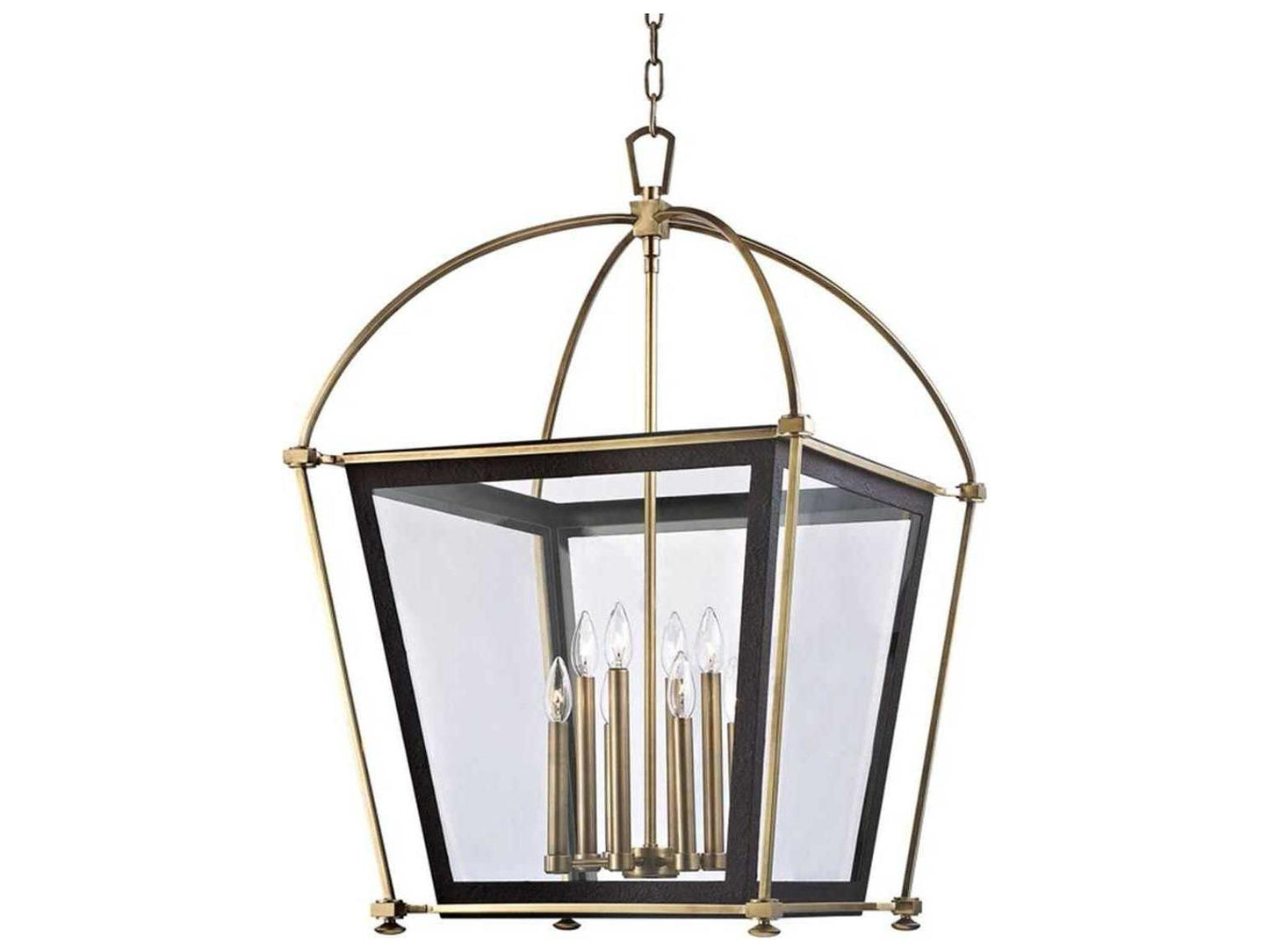 Hudson Valley Hollis 8-Light Aged Brass Clear Glass Candelabra Lantern Chandelier