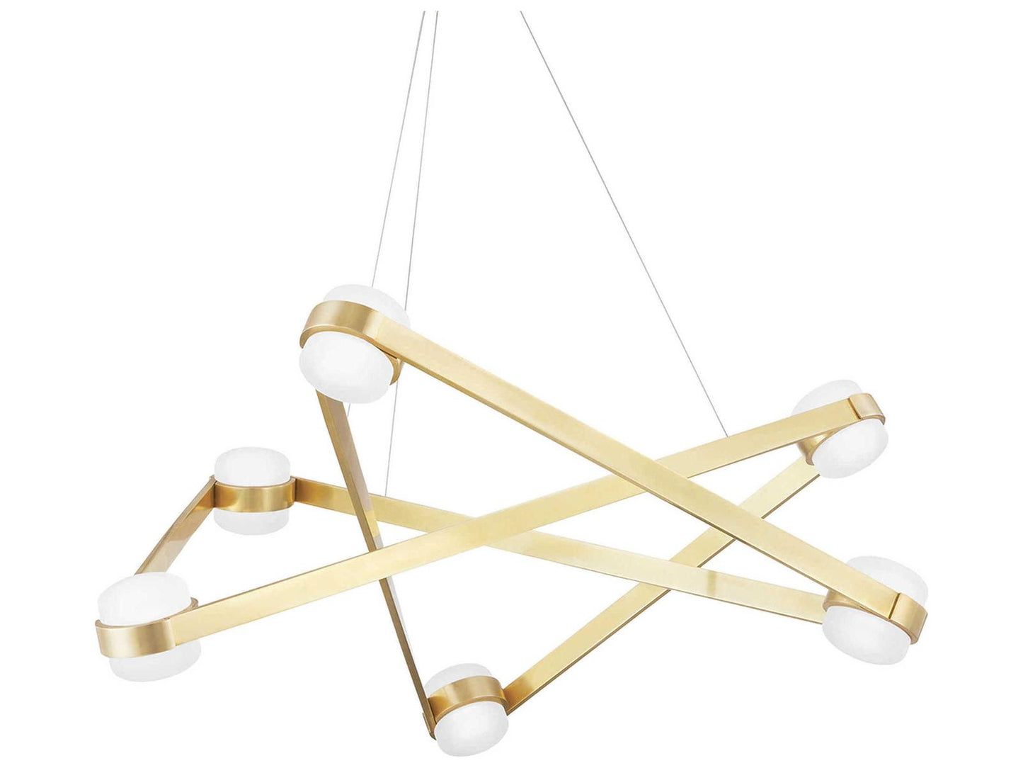 Hudson Valley Orbit 6-Light Integrated LED Chandelier in Aged Brass with Opal Glass