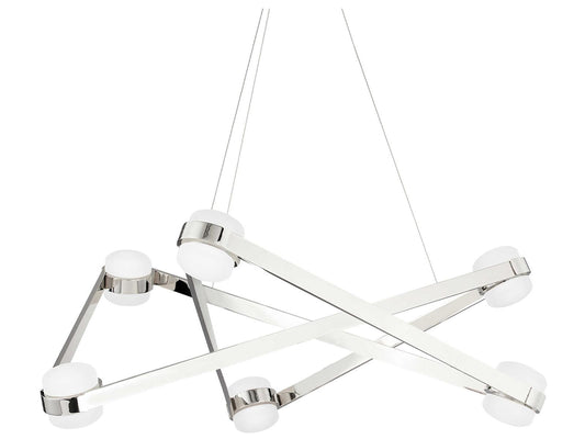 Hudson Valley 6-Light Orbit LED Geometric Chandelier in Polished Nickel