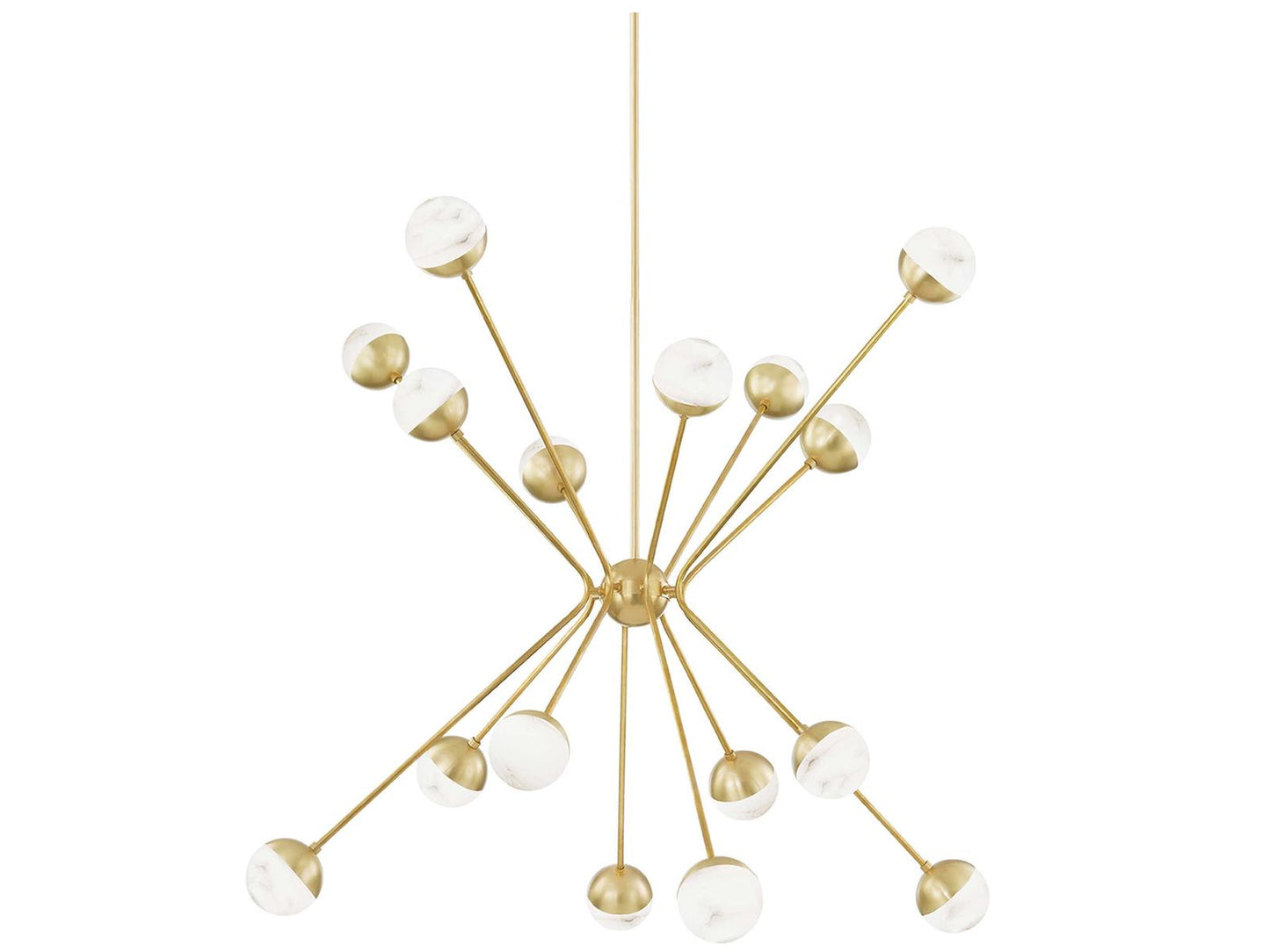 Hudson Valley Saratoga 16-Light Aged Brass LED Linear Chandelier with Alabaster Glass Shades