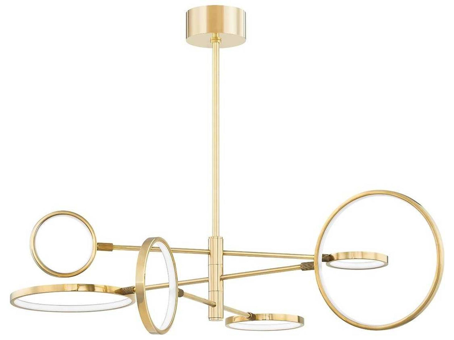 Hudson Valley 6-Light Saturn LED Chandelier in Aged Brass with Matte White Glass