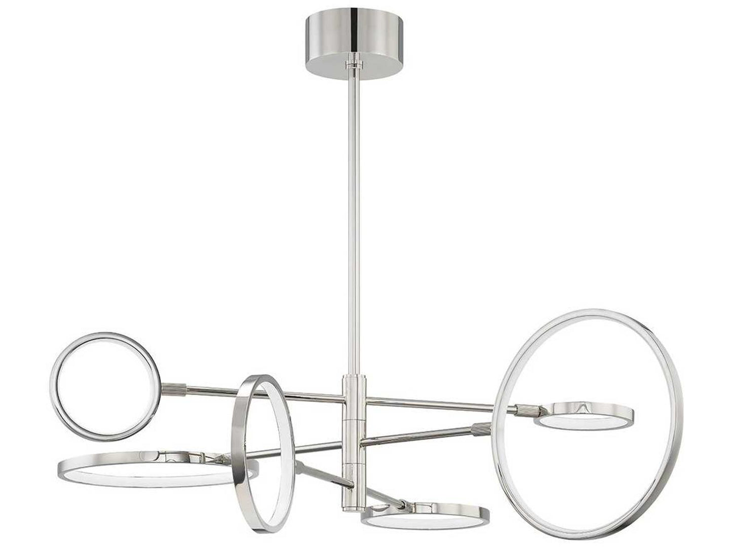 Hudson Valley Saturn 6-Light Polished Nickel Integrated LED Chandelier with Matte White Glass