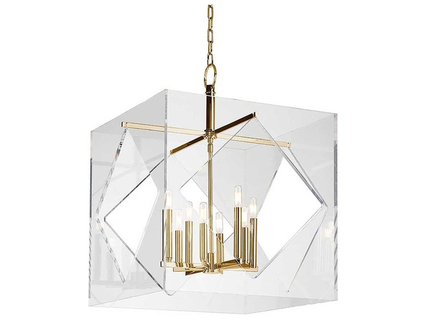 Hudson Valley Travis 8-Light Chandelier in Aged Brass with Clear Acrylic
