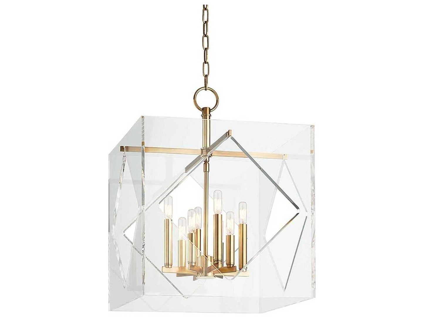 Hudson Valley 8-Light Travis Chandelier Aged Brass with Clear Acrylic