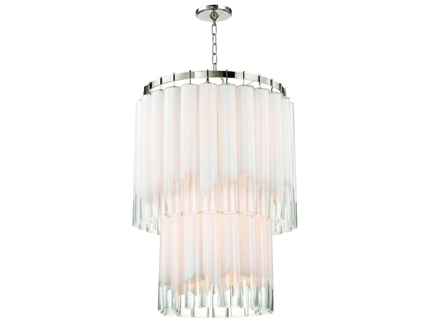 Hudson Valley Tyrell 9-Light Polished Nickel Candelabra Chandelier with Glass Tubes