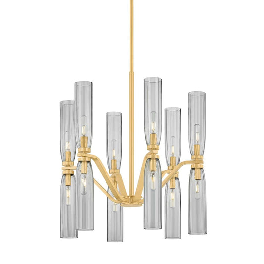 Hudson Valley Lighting Harpswell 12 Light 25" Wide Chandelier with Smoked Glass Shades