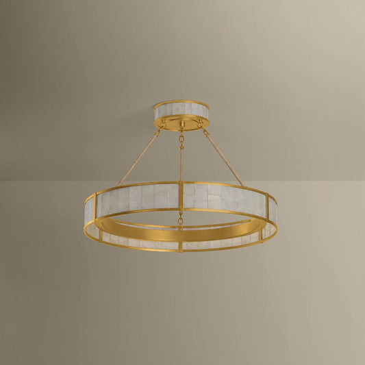 Hudson Valley Lighting Halcott 30" Wide LED Drum Chandelier with Capiz Shell Shade