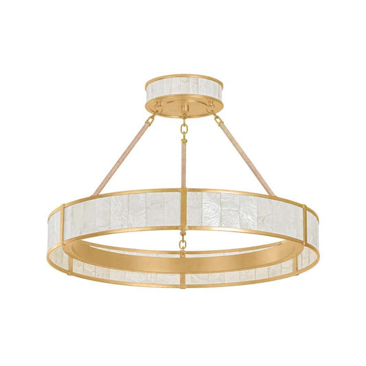 Hudson Valley Lighting Halcott 30" Wide LED Drum Chandelier with Capiz Shell Shade