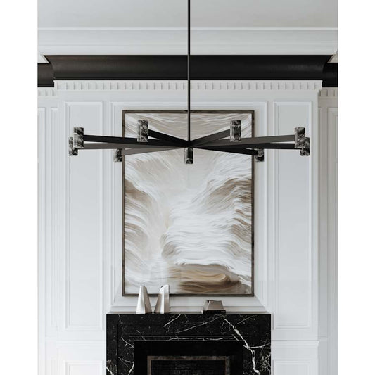 Hudson Valley Lighting Predock 9 Light 64" Wide LED Sputnik Chandelier with Neo Madera Marble Shades