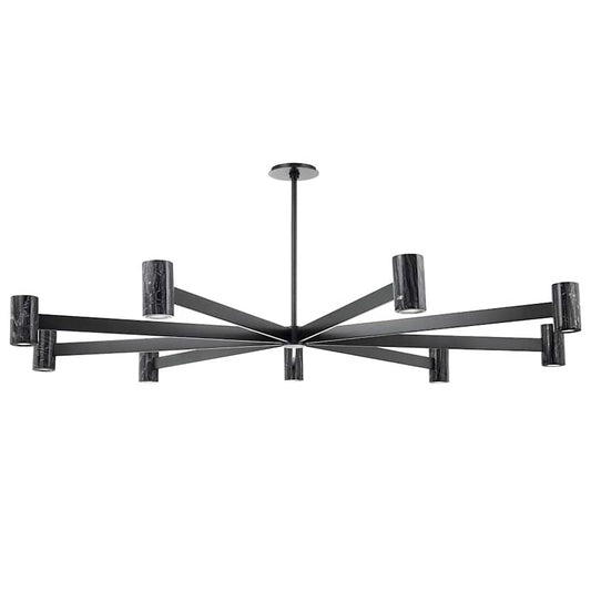 Hudson Valley Lighting Predock 9 Light 64" Wide LED Sputnik Chandelier with Neo Madera Marble Shades