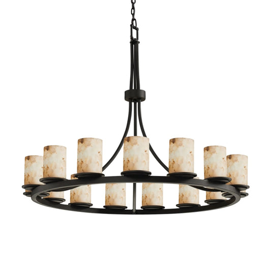 Justice Design Group Alabaster Rocks 42" Wide Ring Chandelier